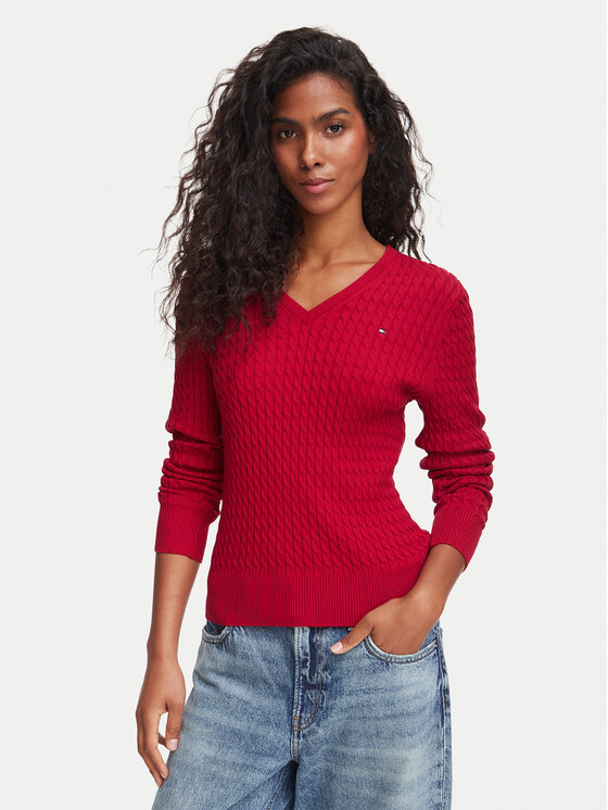 Tommy Hilfiger Sweter WW0WW44987 Czerwony Regular Fit