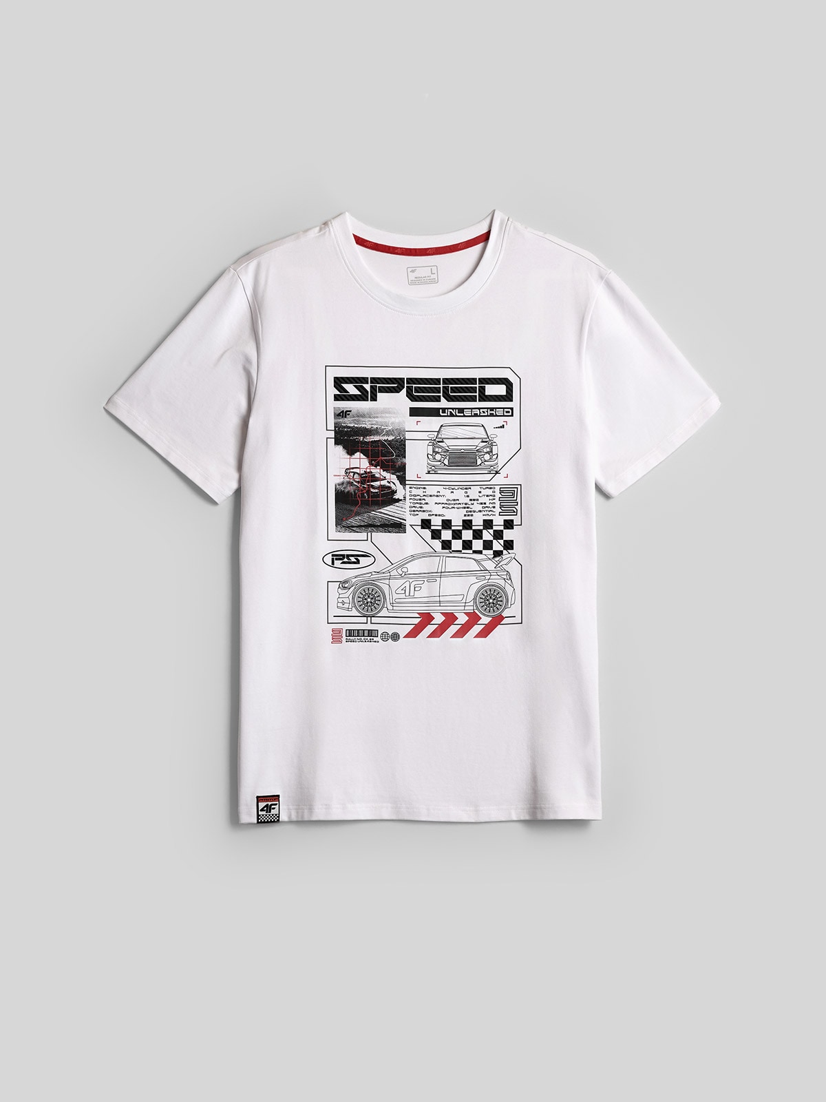 4F T-shirt regular z nadrukiem męski - biały M