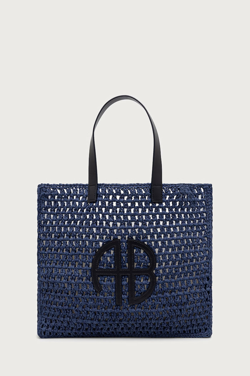 Anine Bing LARGE RIO TOTE - MARINE BLUE torebka shopper damska pleciona