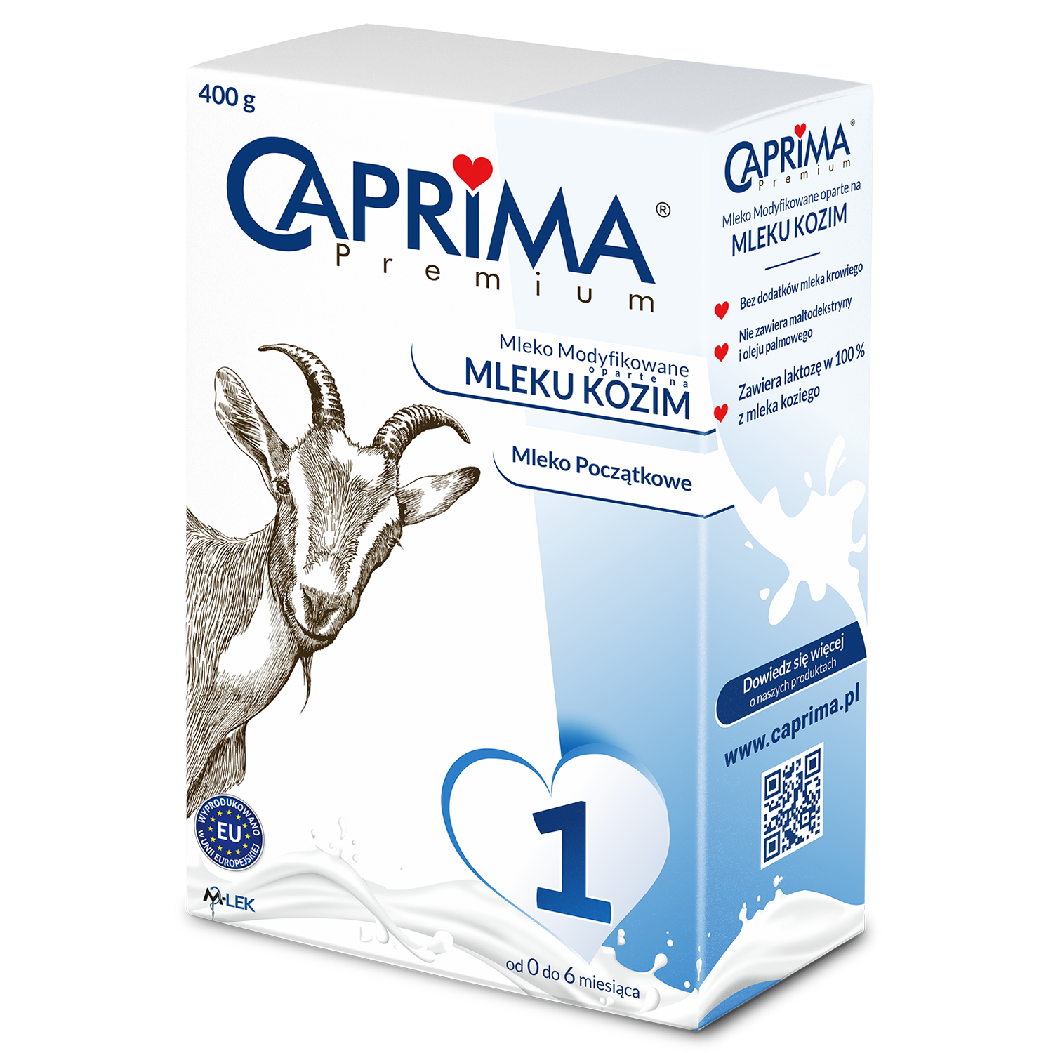 Caprima Premium 1, mleko początkowe oparte na mleku kozim, od urodzenia, 400 g