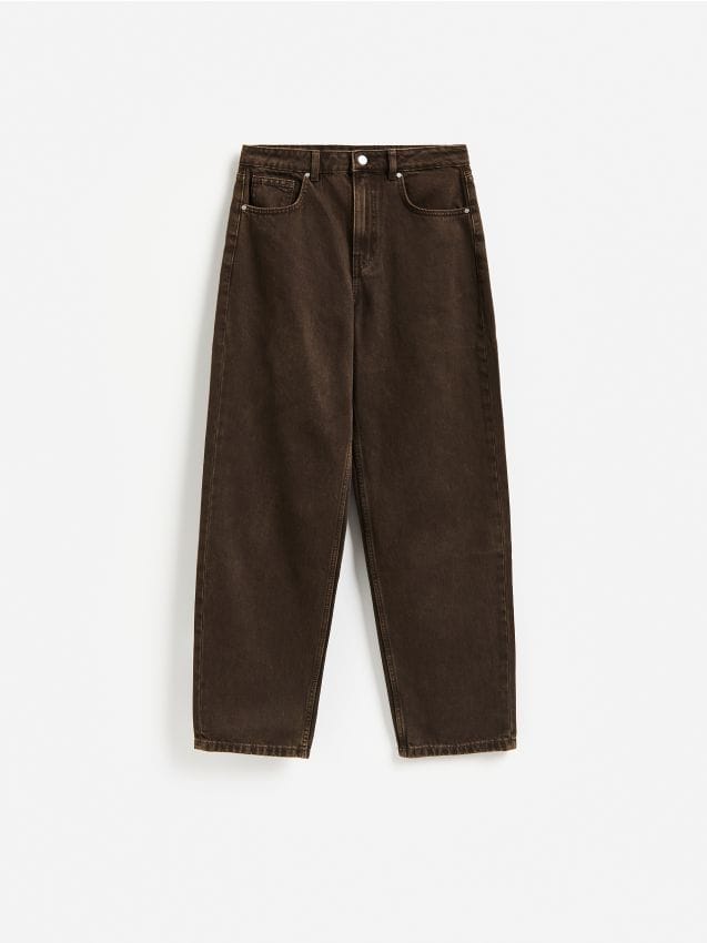 Reserved - Jeansy mom ballon - dark grey jeans