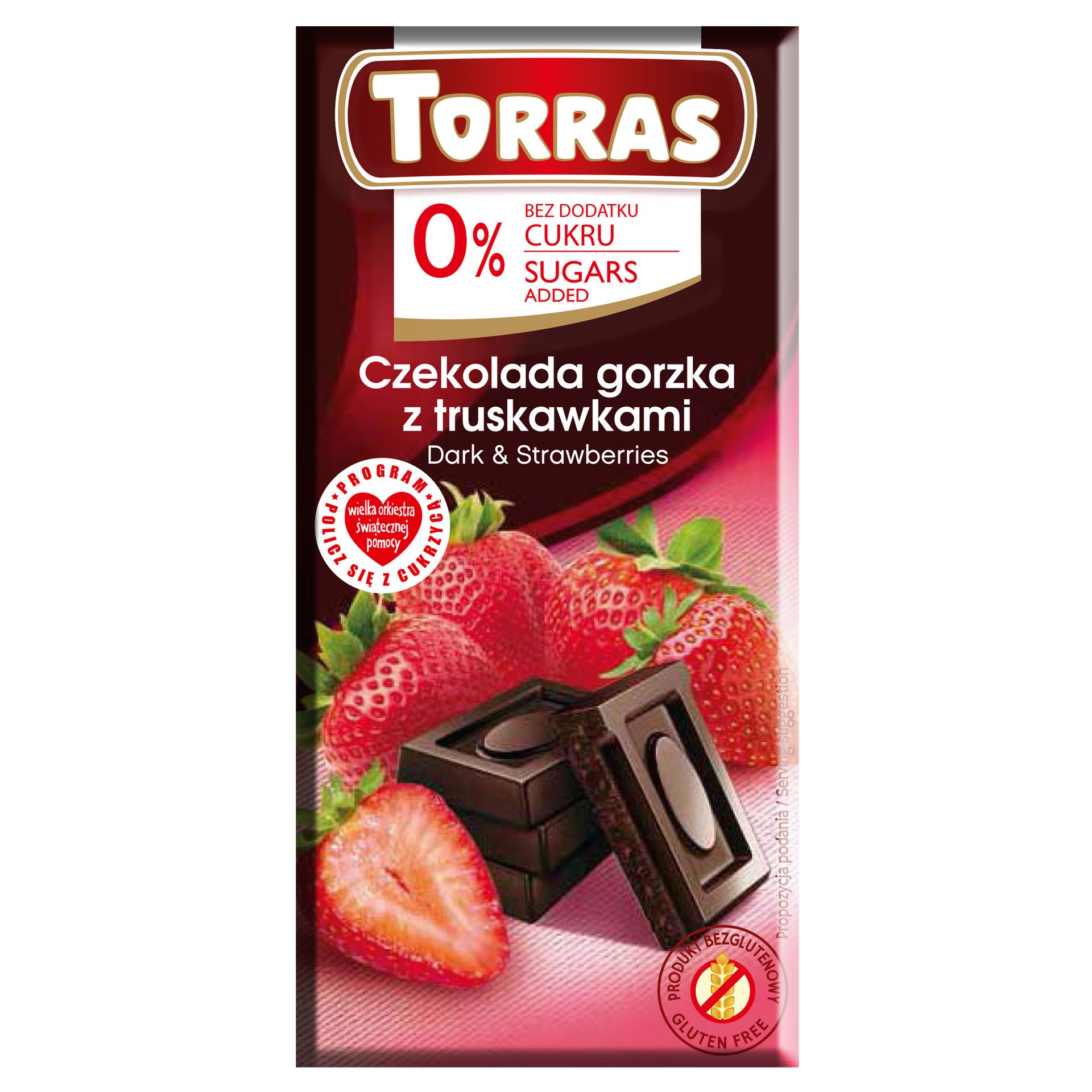 Torras Czekolada gorzka z truskawkami 75g -