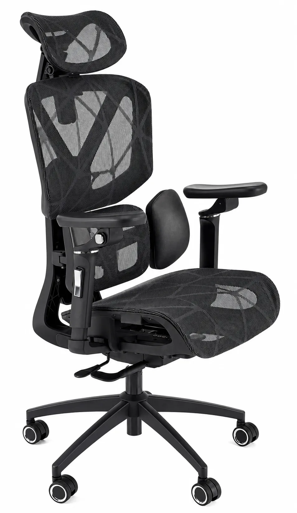 Czarny ergonomiczny nowoczesny fotel obrotowy do biura L1-P72