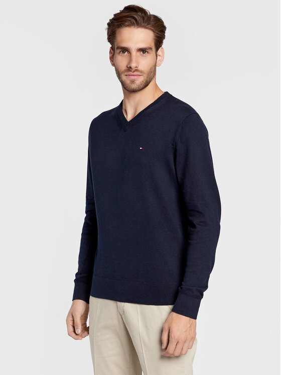 Tommy Hilfiger Sweter MW0MW28047 Granatowy Regular Fit