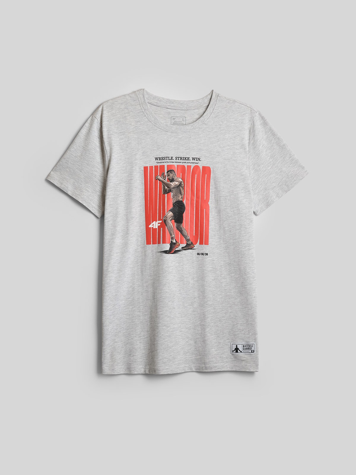 4F T-shirt regular z nadrukiem męski 4F Mateusz Gamrot - szary XXL