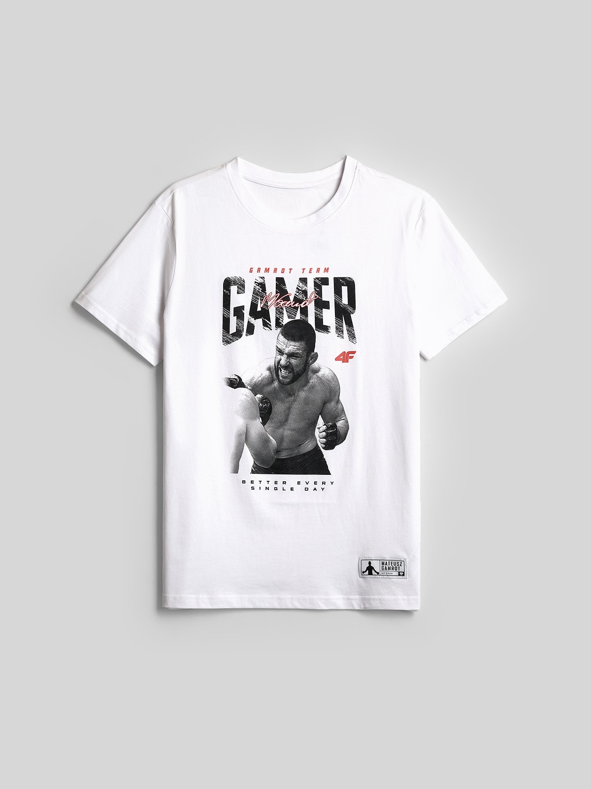 4F T-shirt regular z nadrukiem męski 4F Mateusz Gamrot - biały XXL