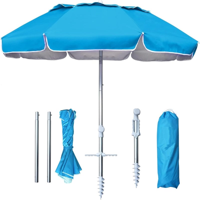 Przenośny składany parasol ogrodowy, ochrona UPF 50+, przycisk odchylania, metalowa rama, styl walizki, na patio, do ogrodu, na plażę, na basen, na