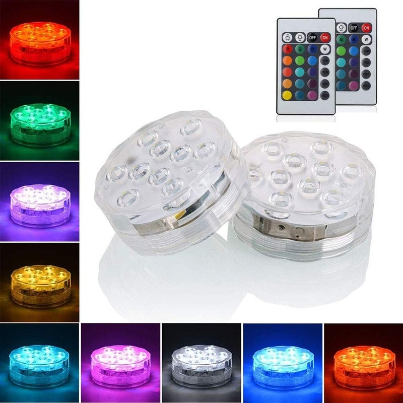 Wielokolorowa lampa zanurzeniowa LED RGB – zmieniająca kolor – wodoodporna – do wazonów, kompozycji kwiatowych, akwariów, stawów, wesel (2 kwiaty)