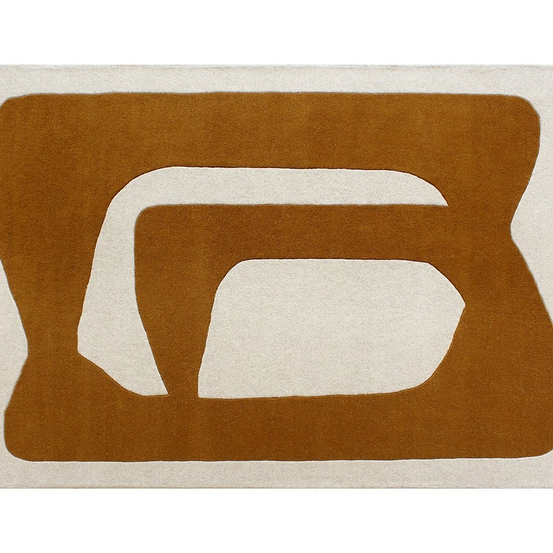 Dywan tuftowany 100% wełna we wzory abstrakcyjne - 160 x 230 cm - Brązowy i biały - 2400g/m² - AVOLTO