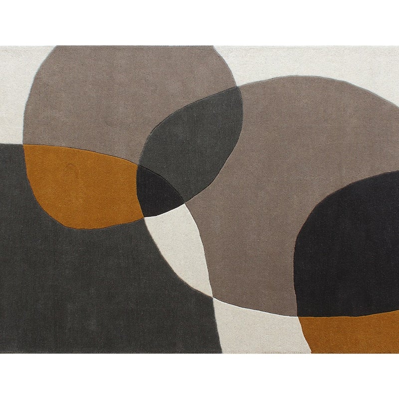 Dywan tuftowany 100% wełna wzory abstrakcyjne - 200 x 290 cm - Taupe i szary - 2400 g/m² - GUALINA