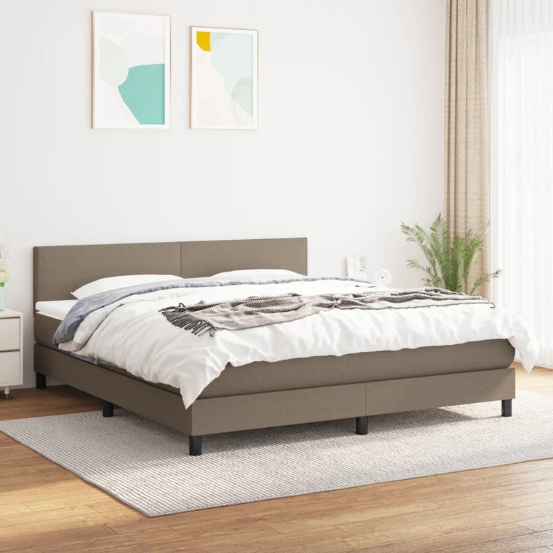 Łóżko kontynentalne z materacem, taupe, tkanina, 180x200 cm vidaXL