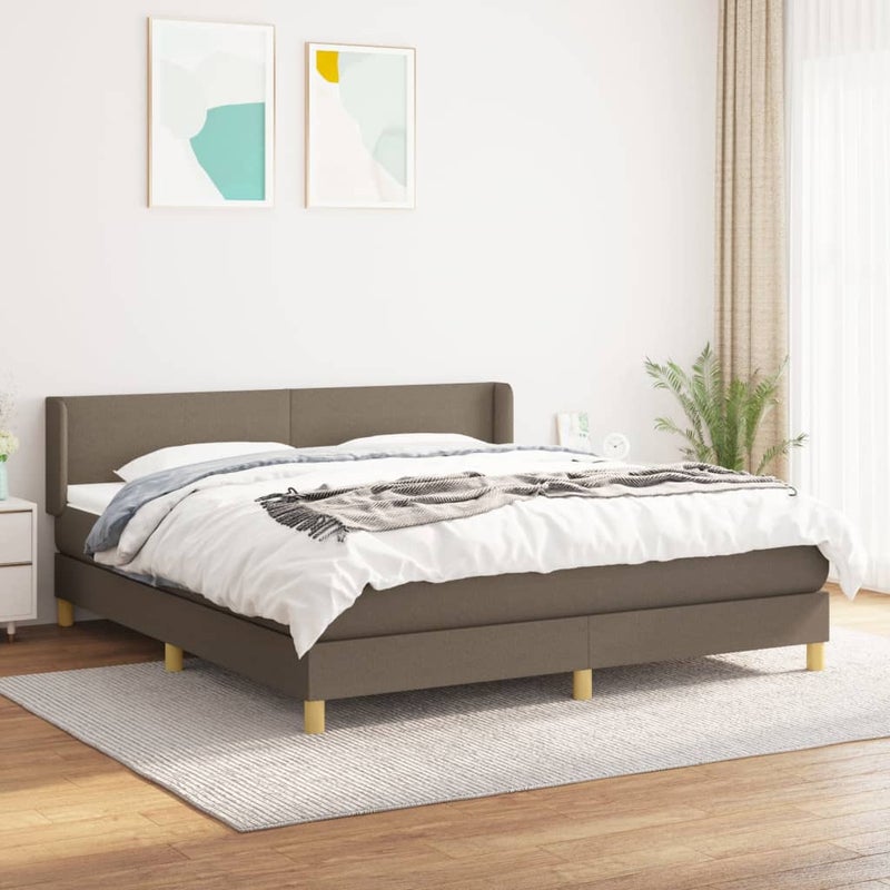 Łóżko kontynentalne z materacem, taupe, tkanina, 180x200 cm vidaXL