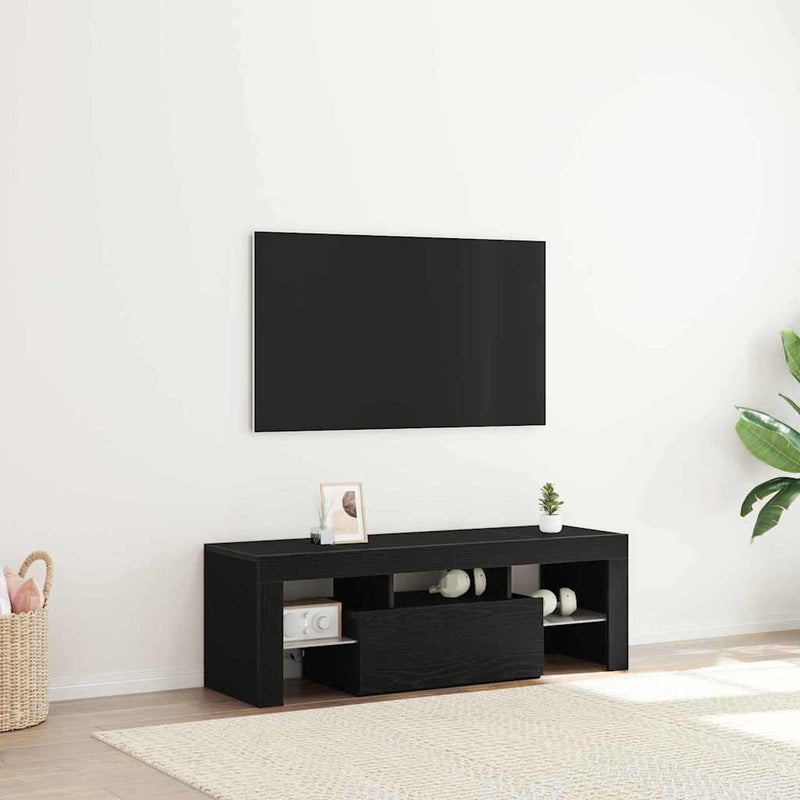 Szafka pod telewizor Ze LED Lights Czarny Dąb 120 x 35 x 40 cm vidaXL
