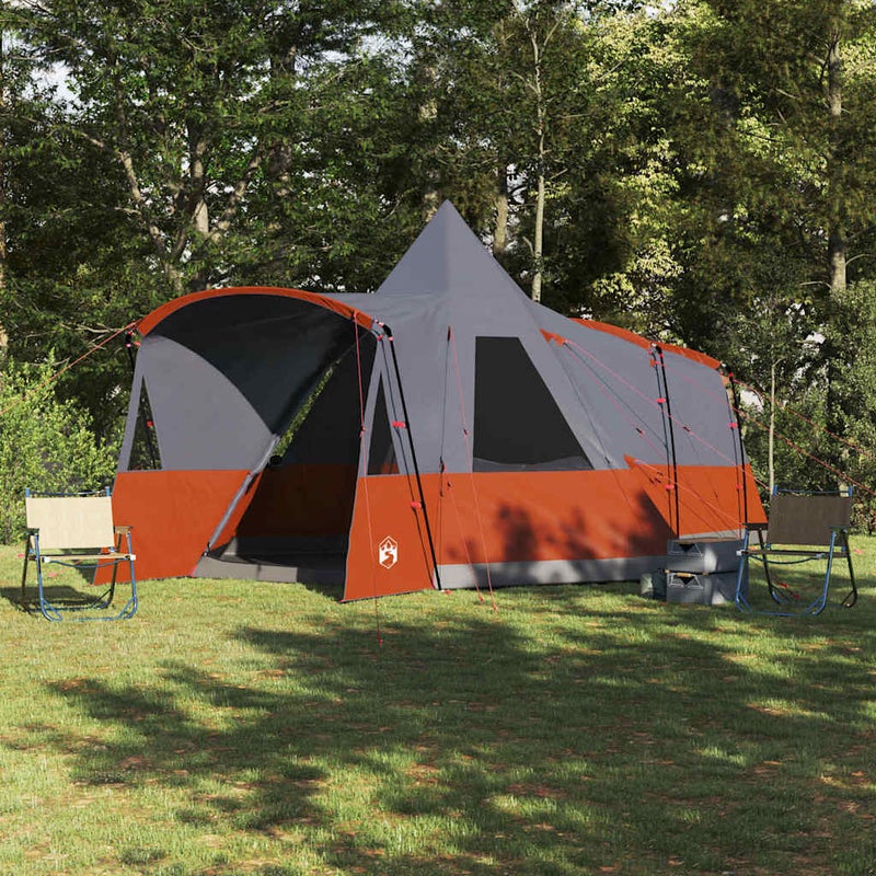 Namiot Teepee dla 8 osób z dachem Szary i pomarańczowy vidaXL