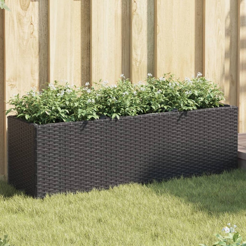 Donica ogrodowa z 3 wkładami, czarna, 105x30x32 cm, rattan PE vidaXL