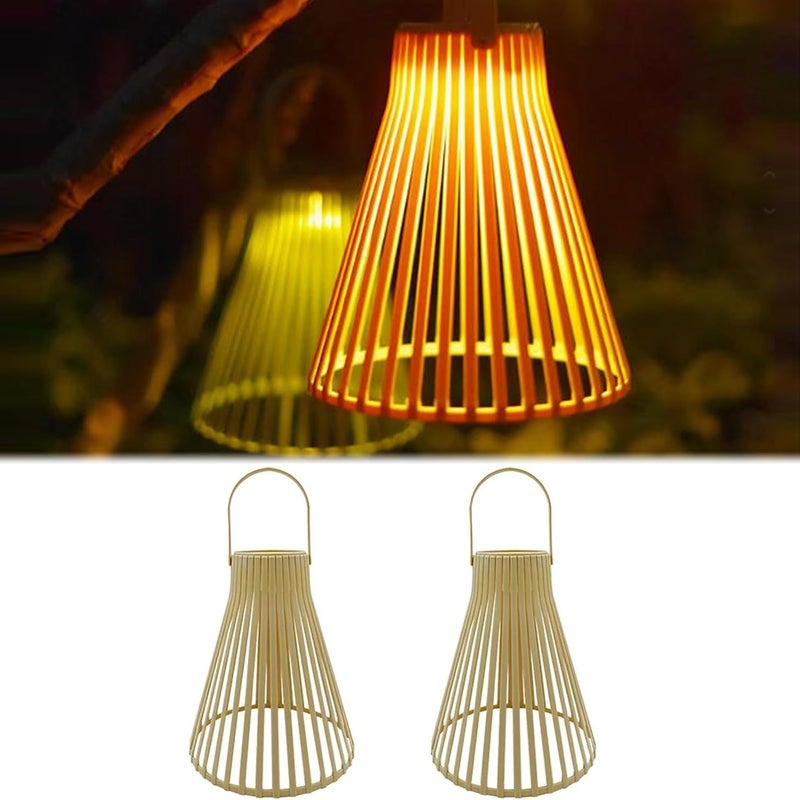 Zestaw dwóch ogrodowych lamp wiszących LED zasilanych energią słoneczną (w kolorze złamanej bieli), ręcznie wykonanych z rattanu, wodoodpornych, ide