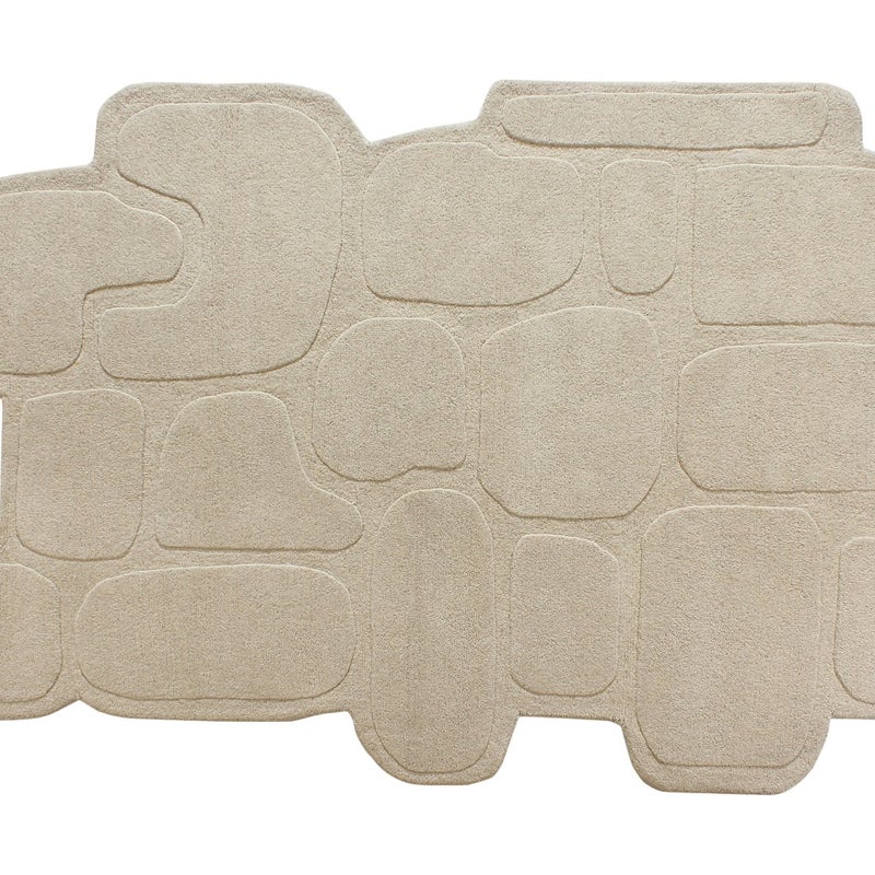 Asymetryczny dywan tuftowany 100% wełna - 160 x 230 cm - Beżowy - 2200g/m² - UPEGA