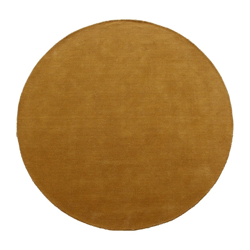 Okrągły dywan 100% wełna tkany ręcznie - Ø 200 cm - Ochra - 1800g/m² - SELINA