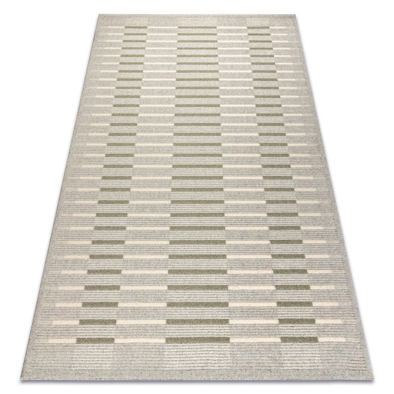 Dywan FLUX 461.124.SA400 wełniany OSTA - Geometryczny, strukturalny, loftowy szary / zielony 200x300 cm