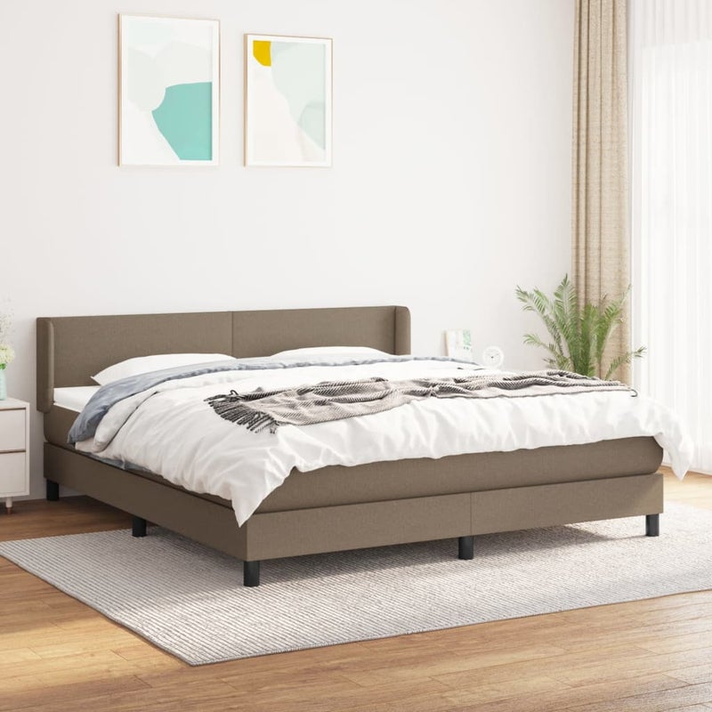 Łóżko kontynentalne z materacem, taupe, tkanina, 180x200 cm vidaXL