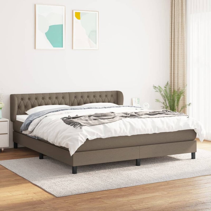 Łóżko kontynentalne z materacem, taupe, tkanina, 180x200 cm vidaXL