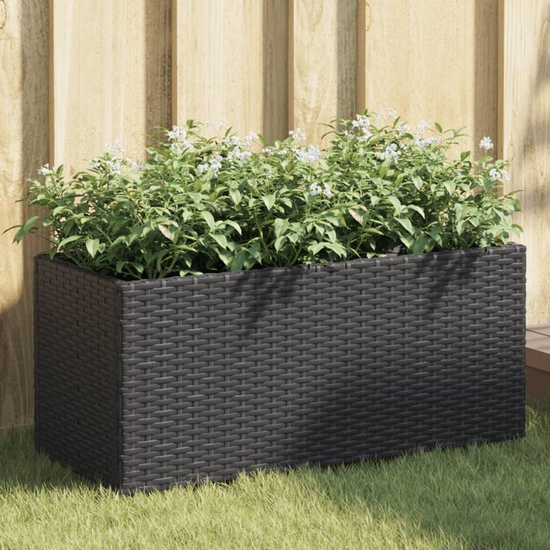 Donica ogrodowa z 2 wkładami, czarna, 72x30x32 cm, rattan PE vidaXL