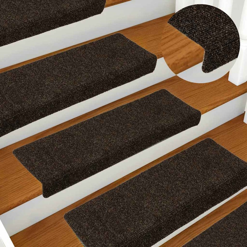 Maty na schody samoprzylepne 30 szt. 65x21x4 cm Ciemnobrązowe, prostokątne krawędzie vidaXL