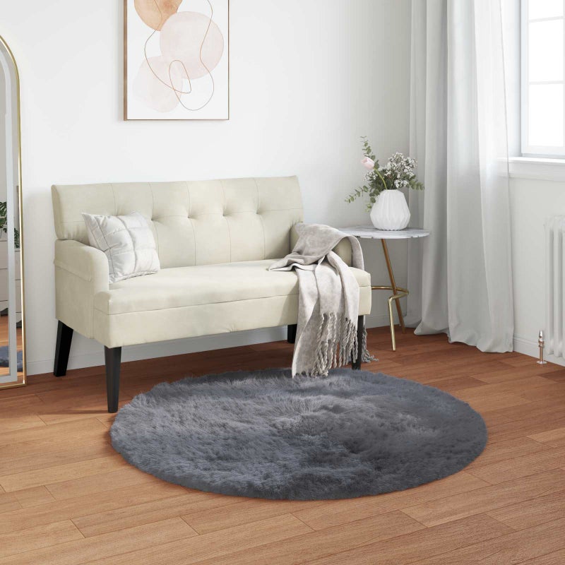 Dywan z sztucznej owczej skóry TAFALLA antracytowy Ø 120 cm vidaXL