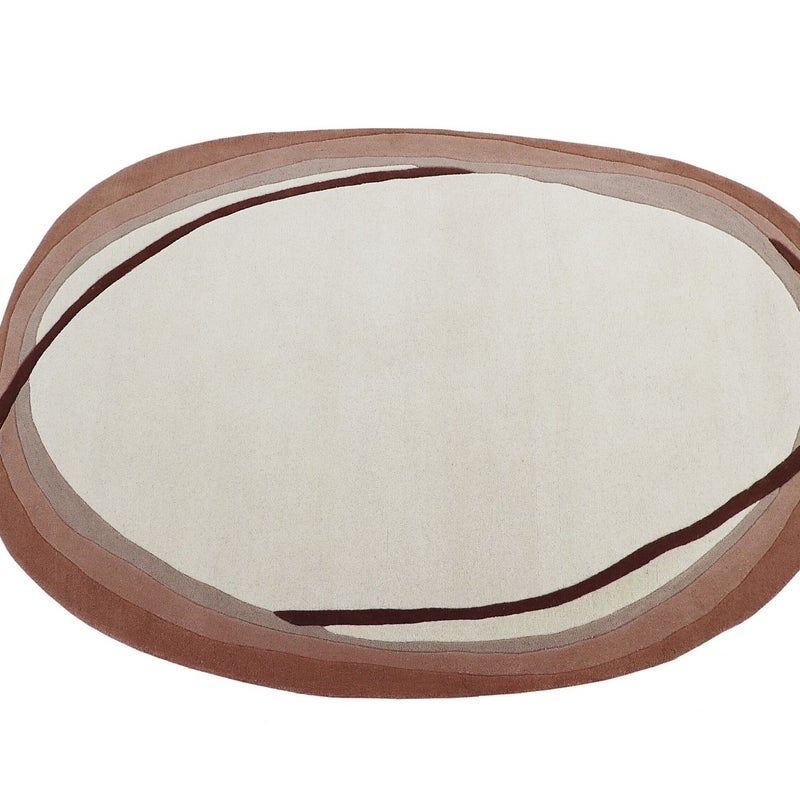 Dywan organiczny 100% wełny, ręcznie taftowany - 160 x 225 cm - Kość słoniowa i brązowy - 2100g/m² - YELINA