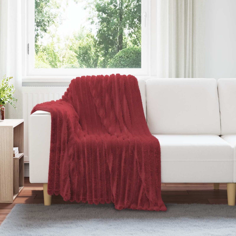 Koce narzutowe 6 pcs Bordeaux Czerwony 150 x 130 cm Polar vidaXL