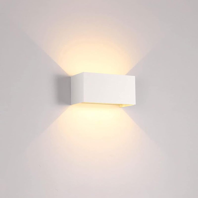 Nowoczesna i prosta, prostokątna, trójwymiarowa lampa ścienna, dwugłowicowa, wodoodporna, IP65, do użytku na zewnątrz, 24 W, biała