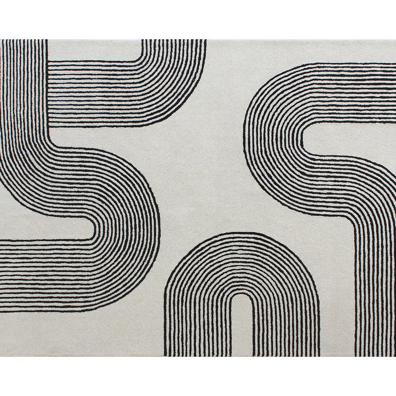 Dywan tuftowany 100% wełna - 200 x 290 cm - Biały i czarny - 2300g/m² - NOCENO
