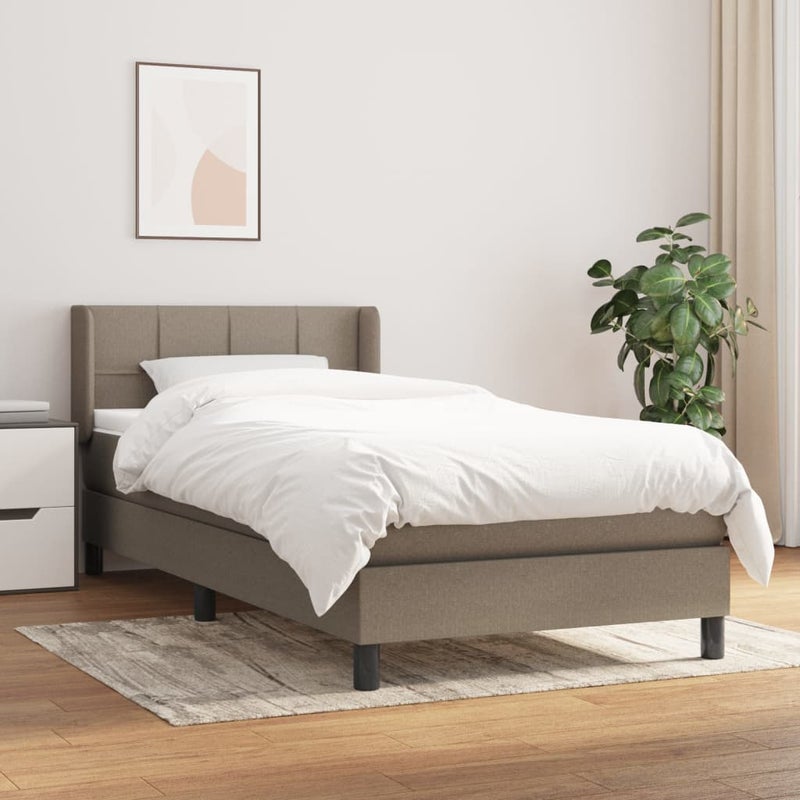 Łóżko kontynentalne z materacem, taupe, tkanina, 90x190 cm vidaXL