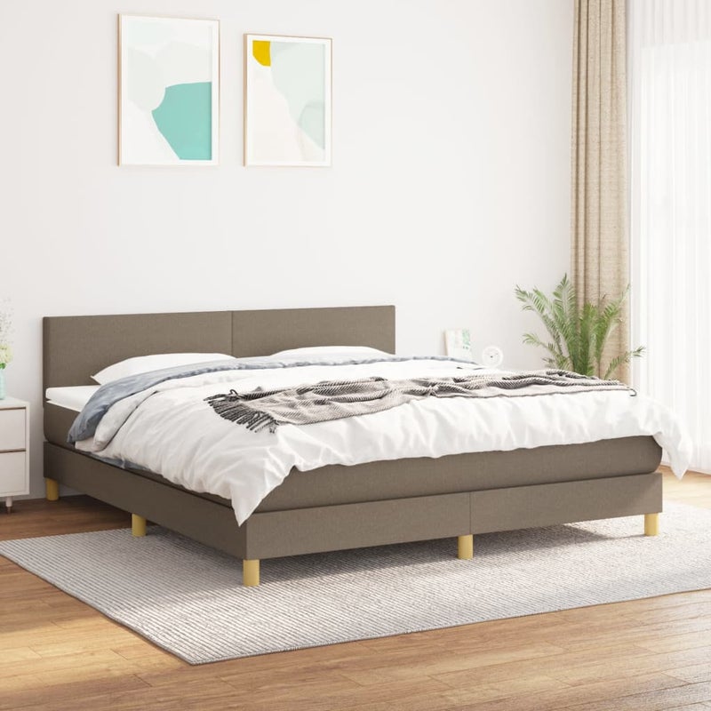 Łóżko kontynentalne z materacem, taupe, tkanina, 180x200 cm vidaXL