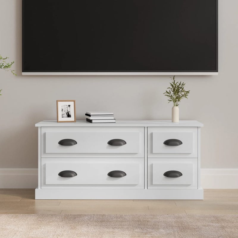vidaXL Szafka TV, wysoki połysk, biała, 100x35,5x45 cm