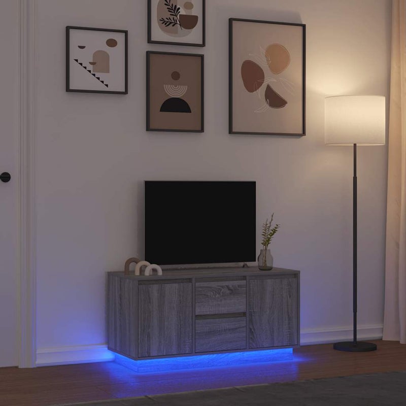 Szafka RTV z oświetleniem LED Szara Sonoma 100x41x50 cm vidaXL