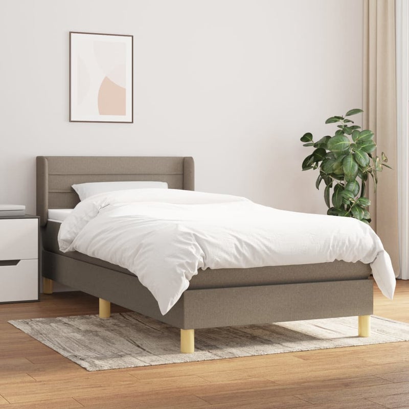 Łóżko kontynentalne z materacem, taupe, tkanina, 90x200 cm vidaXL