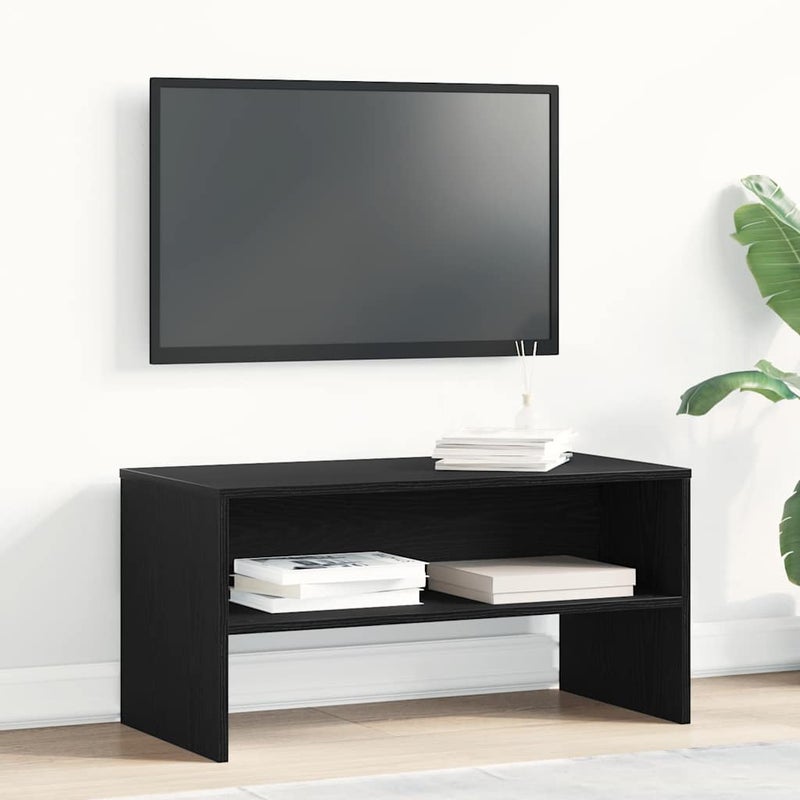 Szafka RTV Czarny Dąb 80x40x40 cm Drewno klejone vidaXL