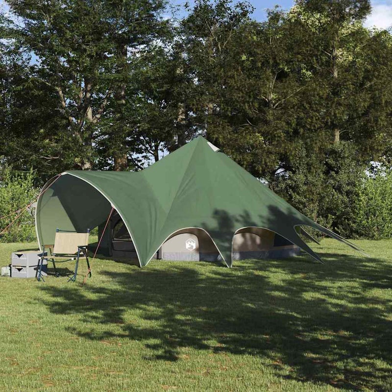 Namiot Teepee dla 5 osób Zielony i szary 415 x 415 x 247 cm vidaXL