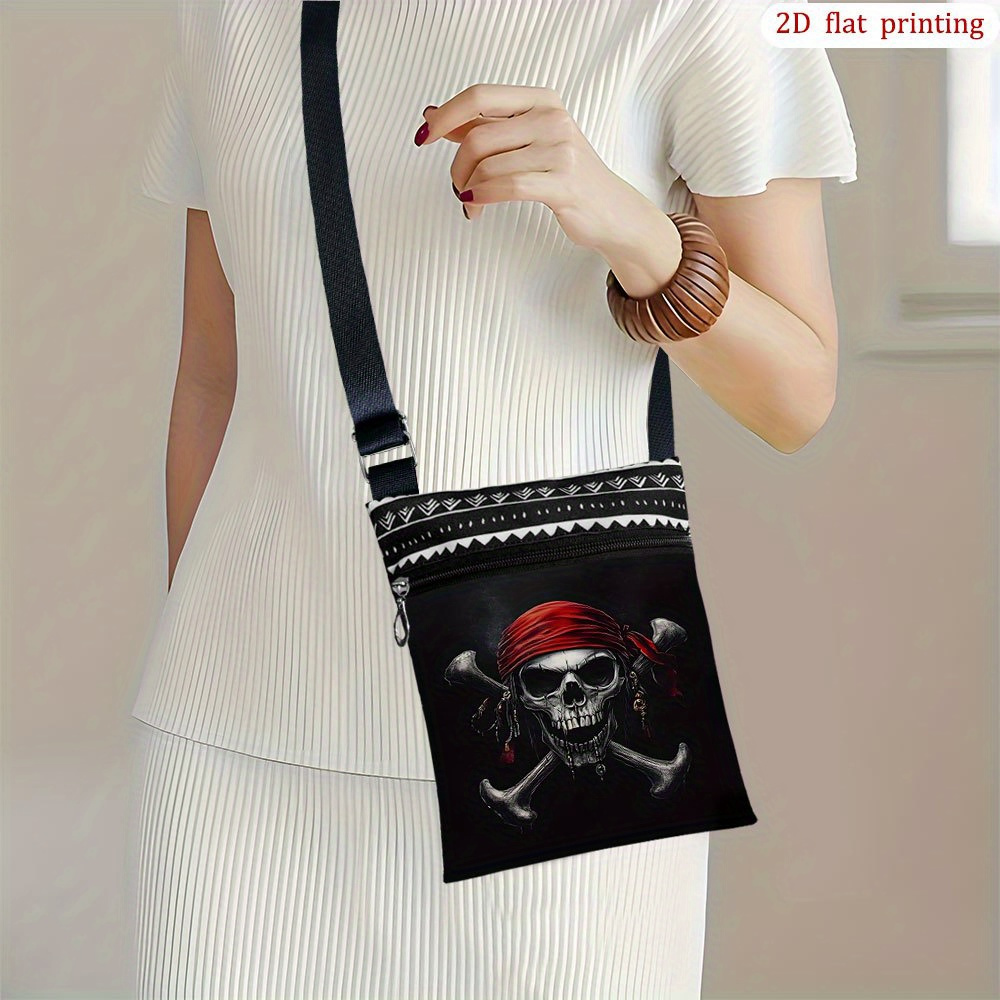 TEMU 1 szt. [Płaski nadruk 2D] Torba crossbody z pirackim czaszką do codziennego użytku, z jasnymi wzorami, modne i małe torby na prezenty idealne na