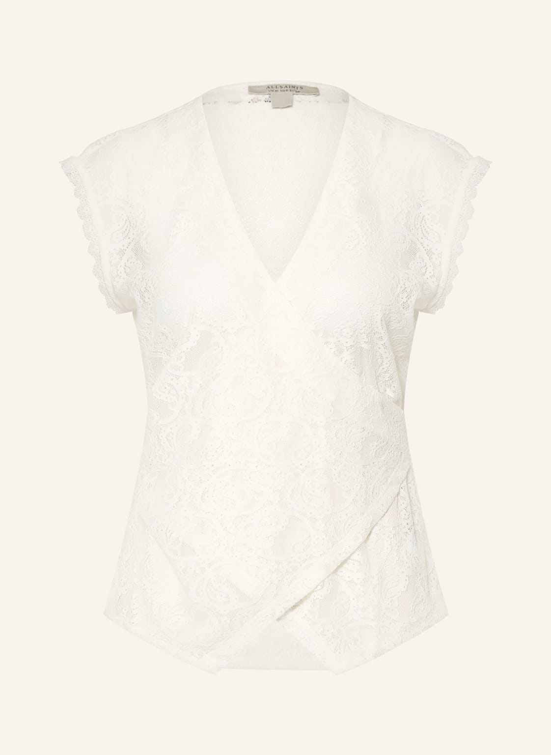 Allsaints Top Z Koronką Vera W Stylu Kopertowym weiss