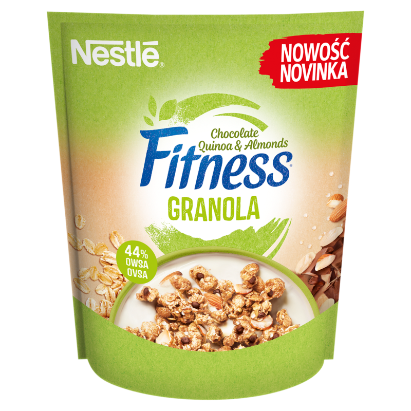 NESTLÉ FITNESS Granola z czekoladą, komosą ryżową i migdałami