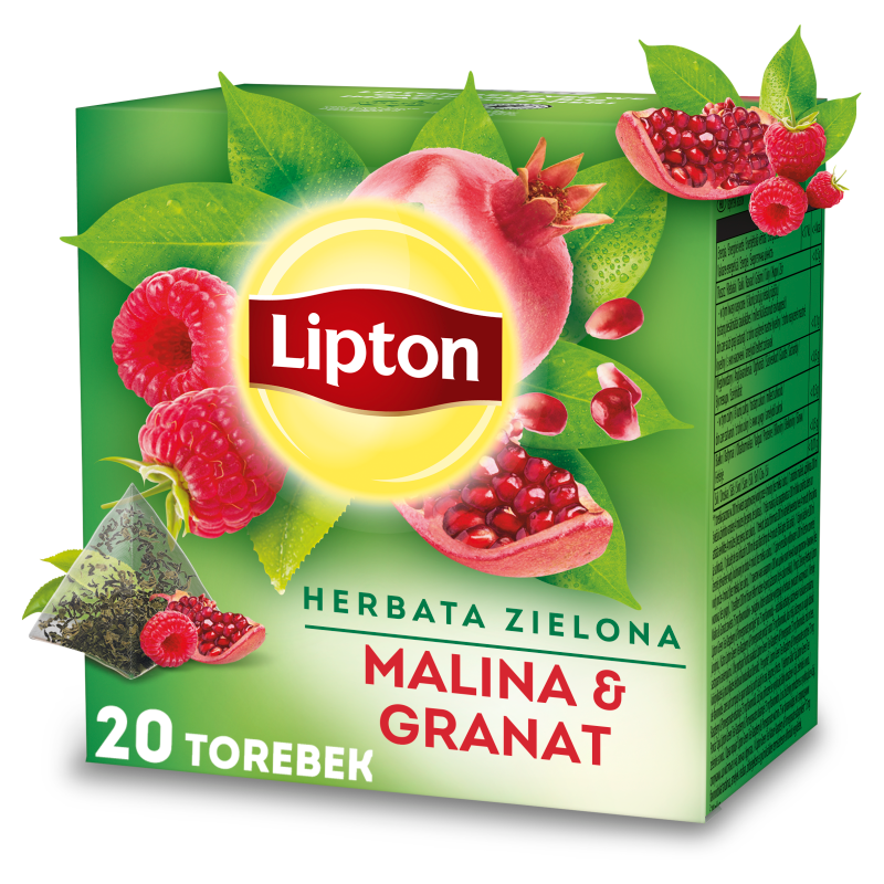 Lipton o smaku Malina i granat Herbata zielona aromatyzowana 28 g (20 torebek)