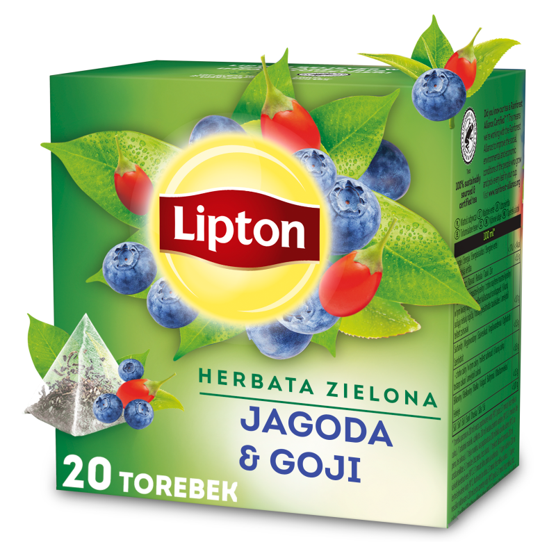 Lipton Herbata zielona aromatyzowana jagoda & goji 28 g (20 torebek)