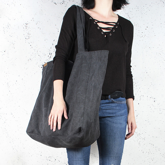Big Lazy bag torba czarna na zamek / vegan / eco