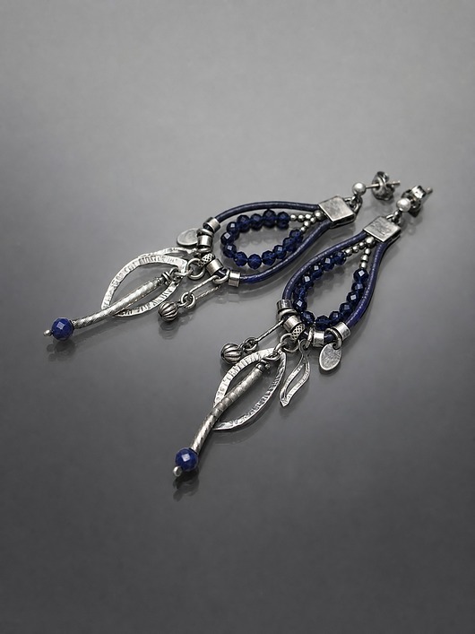 Kolczyki srebrne Pętelki sapphire