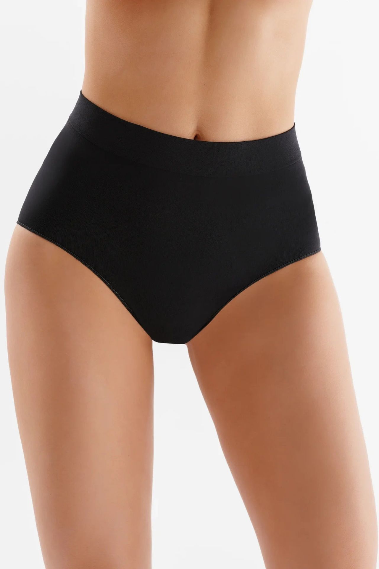 Bezszwowe majtki damskie z wysokim stanem Midi Briefs