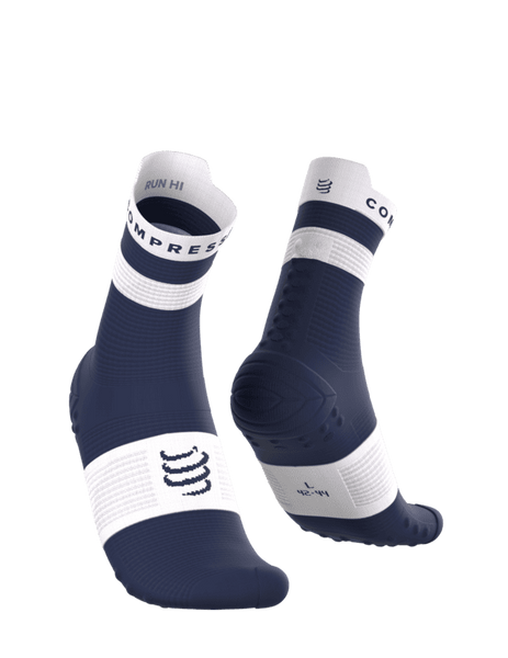 COMPRESSPORT Skarpetki do biegania wysokie PRORACING SOCKS V4 RUN HIGH peacoat/white