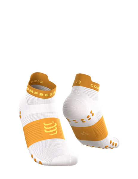 COMPRESSPORT Skarpetki do biegania krótkie PRORACING SOCKS V4 RUN LOW white/sunflower