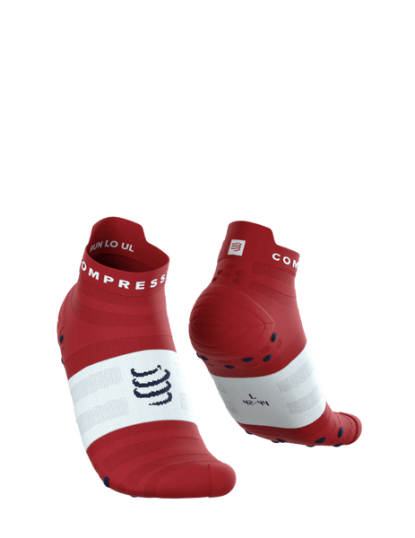 COMPRESSPORT Skarpetki do biegania PRORACING SOCKS V4 ULTRALIGHT RUN LOW pompeian red/white